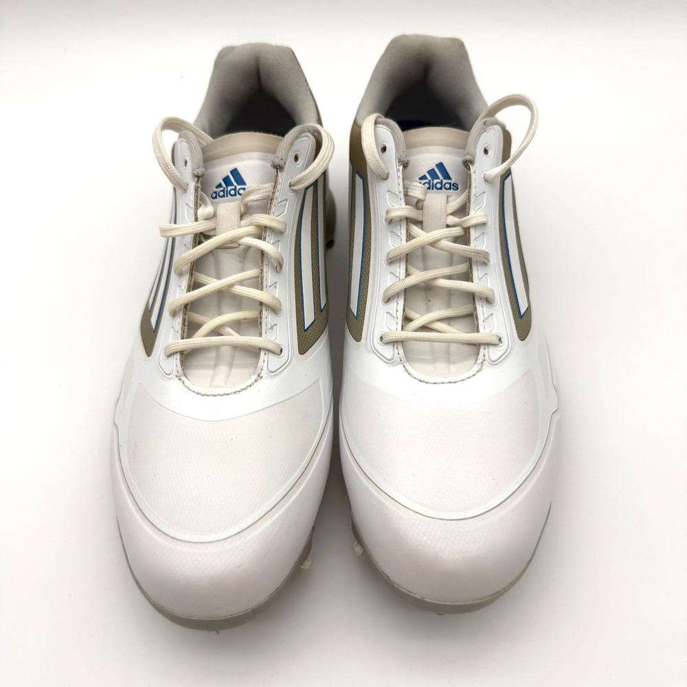 Adidas Adizero Golf Shoes Men's 9.5 White Blue Q46801 Spiked Golf Cleats